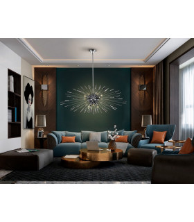 Dimmable Pendant Light Spherical Chrome Remote Control 9x G9 -1
