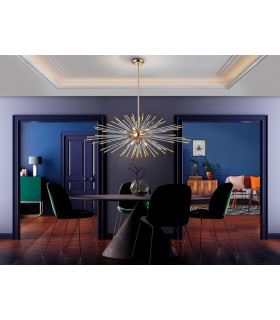 Dimmable Pendant Light Spherical Shiny Gold -Amber Remote Control 9x G9 -1