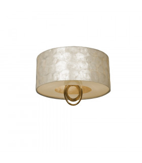 Semi Flush Ceiling Light Cylindrical Gold Black Leaf Mother Of Pearl 3x E27 -1