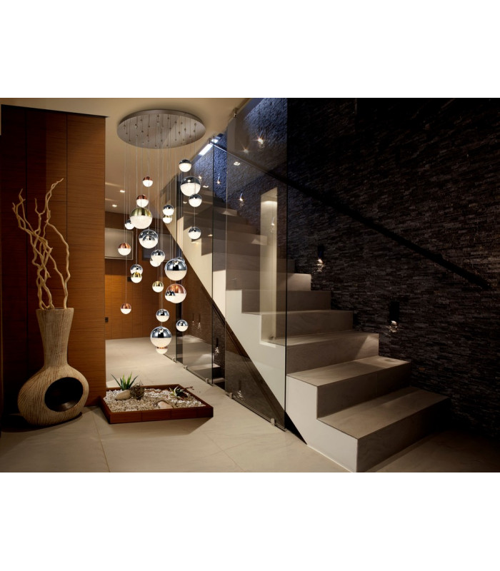 Dimmable 27 Light Light Pendant Light Cluster Drop Chrome Copper Satin Brass -2