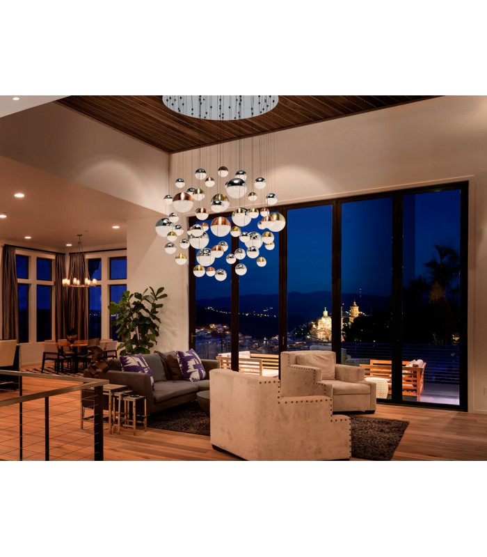Dimmable 55 Light Light Pendant Light Cluster Drop Chrome Copper Brass -2