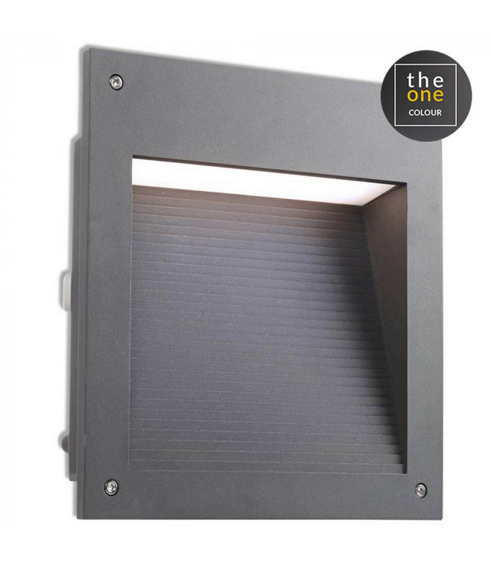 Outdoor LED Recessed Wall Light Urban Grey, Partly-Sandblasted IP66 20W 3000K Dimmable