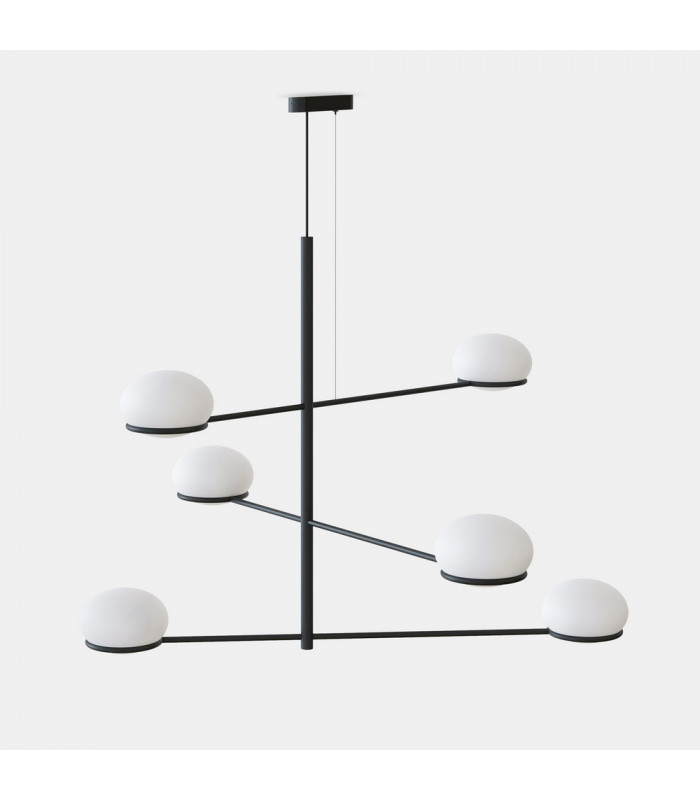 Multi Arm Pendant Black, White E14