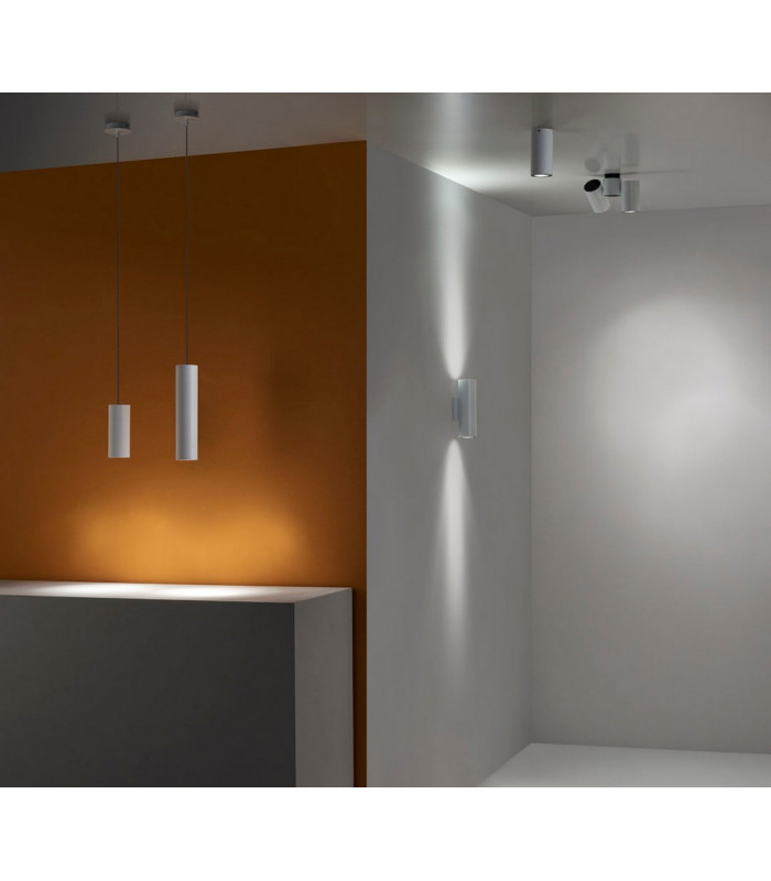 2 Light Double Adjustable Ceiling Light White Black GU10