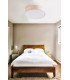 LED Large Flush Ceiling Light Beige Fabric