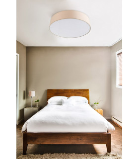 LED Large Flush Ceiling Light Beige Fabric