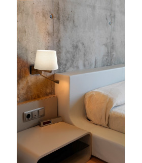 LED 2 Light Indoor Wall Light Brown with Reading Lamp E27