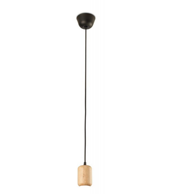 Cage Ceiling Pendant Matt Black Light Wood 1x E27 24.7cm