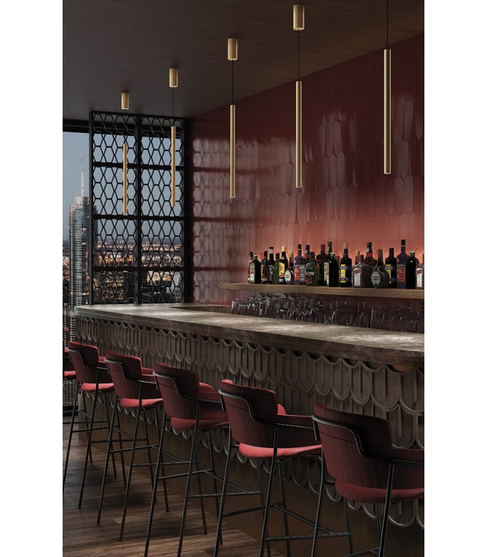 LED Slim Pendants Surface Mounted Matt Gold IP20 7.7W 3000K