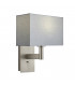 Wall Lamp Matt Nickel Plate, Grey Fabric Rectangular Shade With Usb Socket - 1