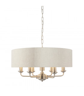 Single Shade Pendant Light Brushed Chrome Plate, Natural Linen - 1