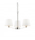 Multi Arm Pendant Light Bright Nickel Plate, Vintage White Fabric - 2