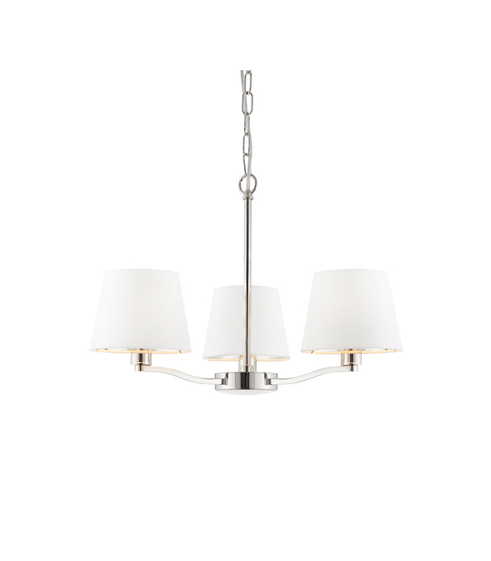 Multi Arm Pendant Light Bright Nickel Plate, Vintage White Fabric - 2