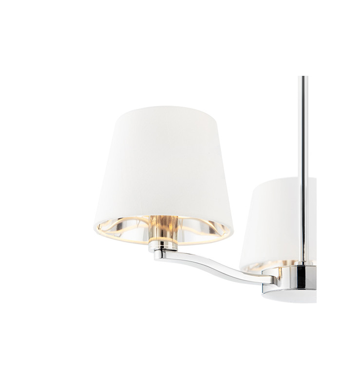 Multi Arm Pendant Light Bright Nickel Plate, Vintage White Fabric - 3