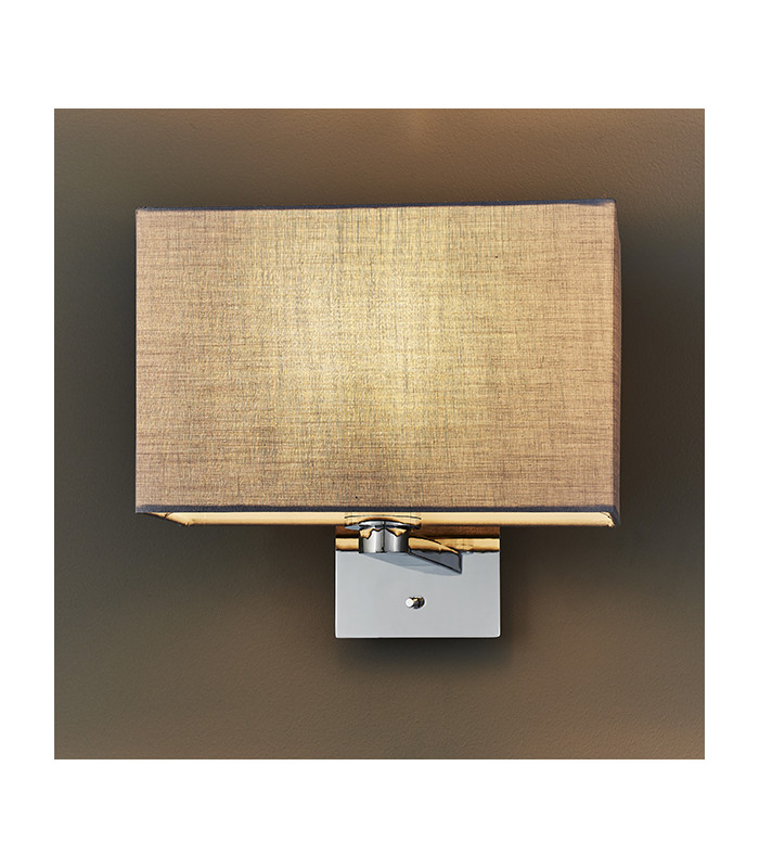 Wall Lamp Chrome Plate, Grey Fabric Rectangular Shade With Usb Socket - 4
