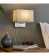 Wall Lamp Chrome Plate, Grey Fabric Rectangular Shade With Usb Socket - 3