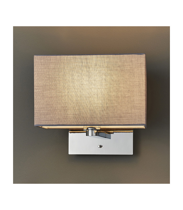 Wall Lamp Chrome Plate, Grey Fabric Rectangular Shade With Usb Socket - 4