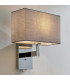 Wall Lamp Chrome Plate, Grey Fabric Rectangular Shade With Usb Socket - 2