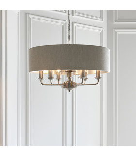 Single Shade Pendant Light Brushed Chrome Plate, Natural Linen - 2