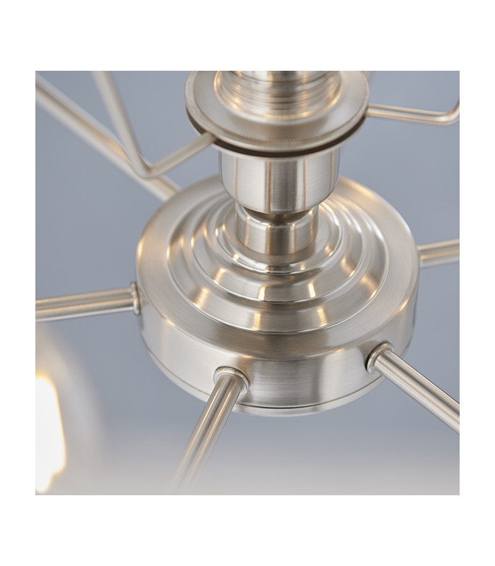Single Shade Pendant Light Brushed Chrome Plate, Natural Linen - 3