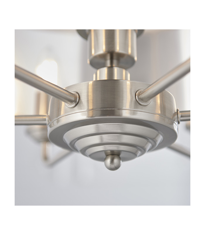 Single Shade Pendant Light Brushed Chrome Plate, Natural Linen - 4