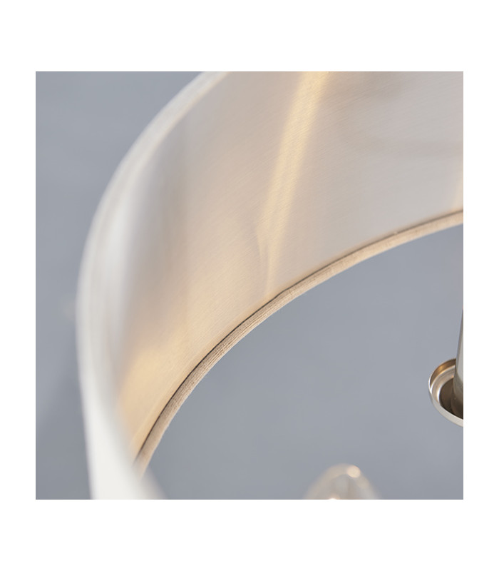 Single Shade Pendant Light Brushed Chrome Plate, Natural Linen - 5