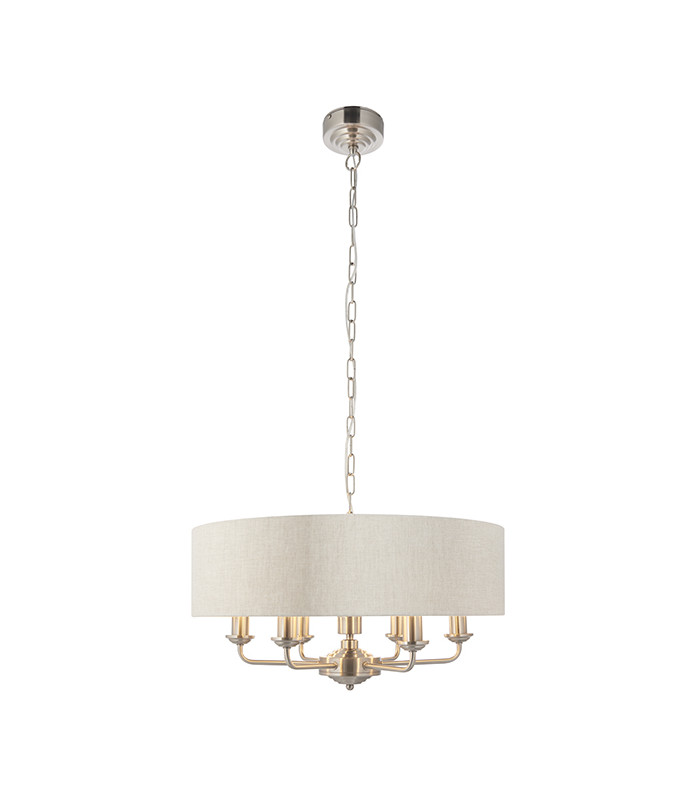 Single Shade Pendant Light Brushed Chrome Plate, Natural Linen - 6