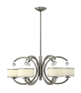 Pendant Multi Arm with Shade 6x E14 Light Brushed Nickel