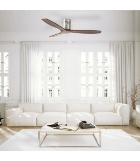 3 Blade Ceiling Fan Satin Nickel, Wood - 245mm Stem