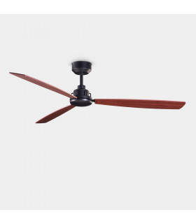 3 Blade 132cm Ceiling Fan Metallic Black, Mahogany