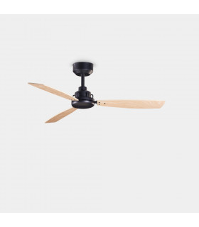 3 Blade 100cm Ceiling Fan Metallic Black, Light Wood