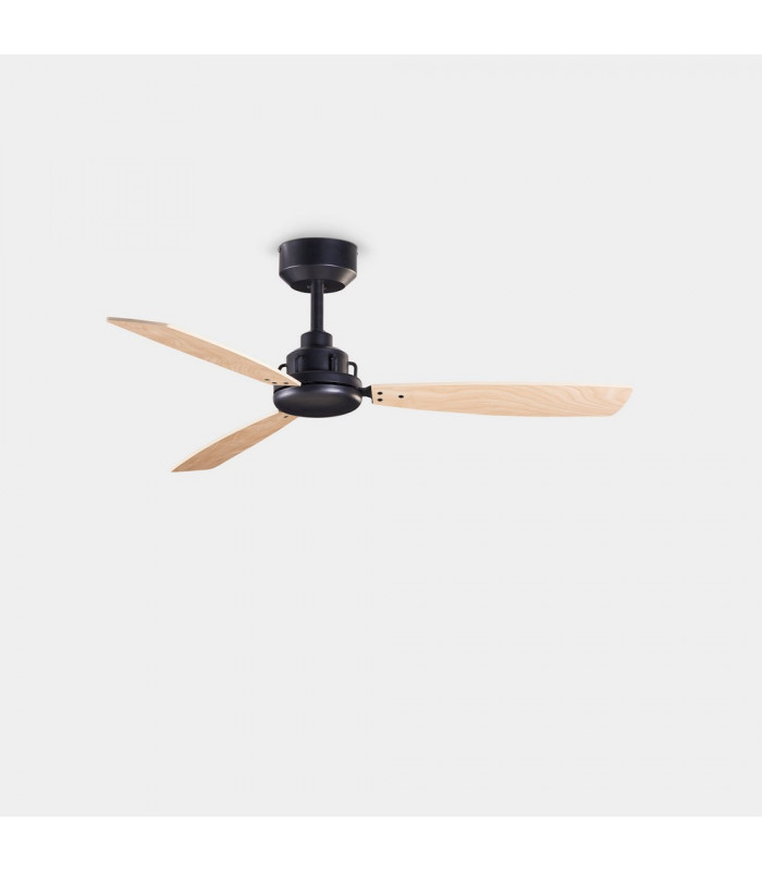 3 Blade 100cm Ceiling Fan Metallic Black, Light Wood
