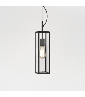 Outdoor Pendant Box Light Textured Black