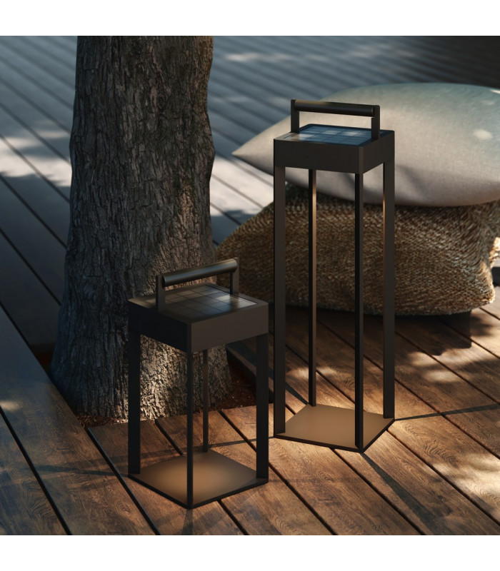 Outdoor LED Portable Box Light Textured Black Touch Dimmer