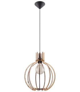 Wire Frame Pendant Light Natural Wood E27-1