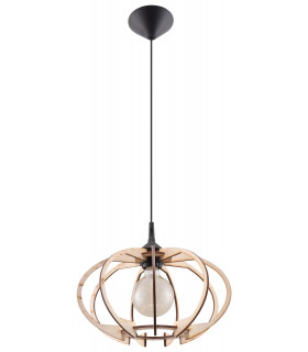 Wire Frame Pendant Light Natural Wood E27-1