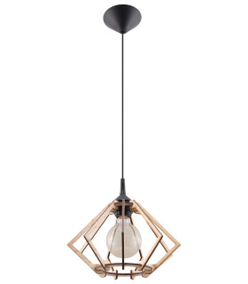 Wire Frame Pendant Light Natural Wood E27-1