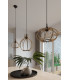 Wire Frame Pendant Light Natural Wood E27