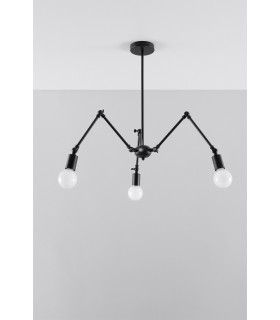 Multi Arm Adjustable Pendant Light Black E27-2