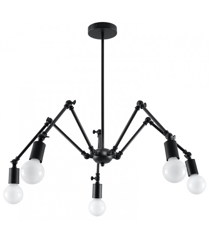 Multi Arm Adjustable Pendant Light Black E27-1