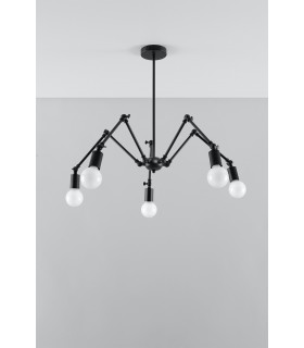 Multi Arm Adjustable Pendant Light Black E27-2