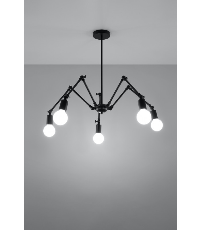 Multi Arm Adjustable Pendant Light Black E27-3
