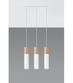 Triple Hanging Pendant Light White Natural Wood GU10-2
