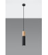Slim 8cm Pendant Light Black Natural Wood GU10-2