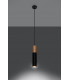 Slim 8cm Pendant Light Black Natural Wood GU10-3