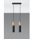 Twin Hanging Pendant Light Black Natural Wood GU10-2