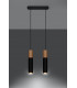 Twin Hanging Pendant Light Black Natural Wood GU10-3