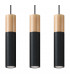 Triple Hanging Pendant Light Black Natural Wood GU10-1