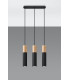 Triple Hanging Pendant Light Black Natural Wood GU10-2
