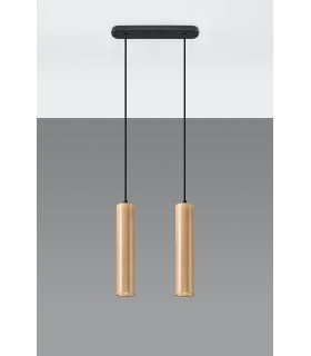 Twin Hanging Pendant Light Natural Wood GU10-2